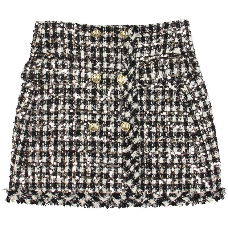 Womens Sequined Above Knee Mini Skirt