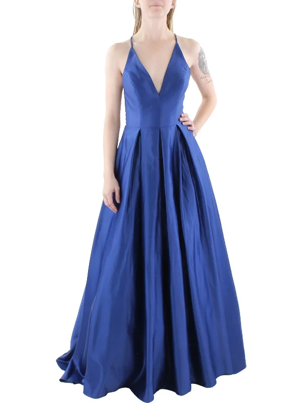 Juniors Womens V-Neck Formal Evening Dress