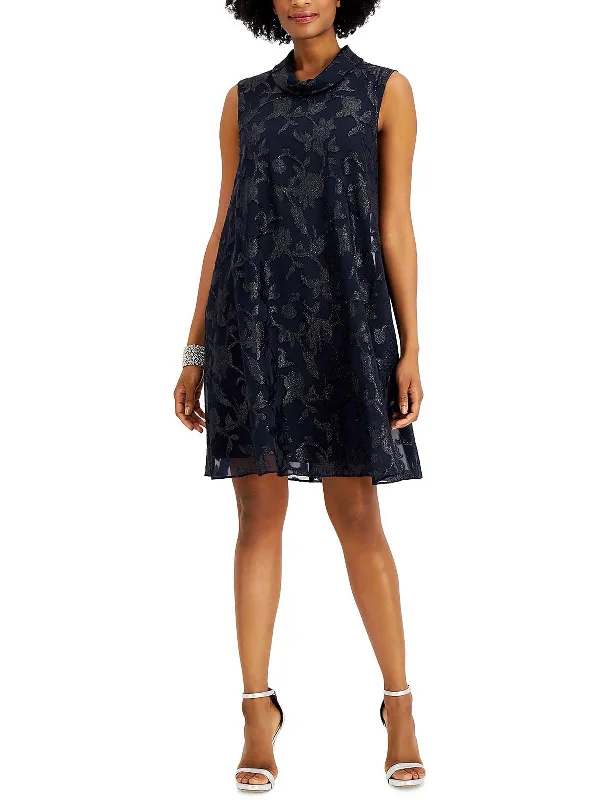 Womens Roll Collar Jacquard Cocktail and Party Dress