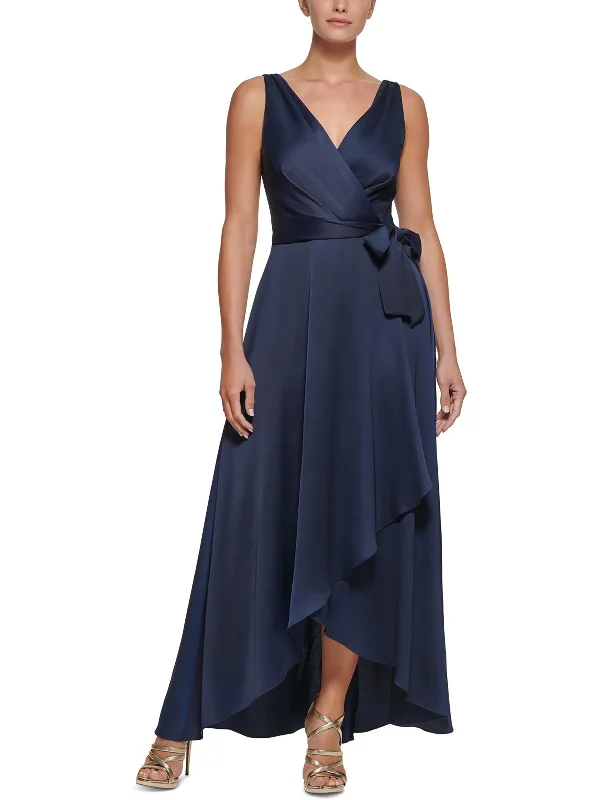 Womens Satin Sleeveless Evening Dress