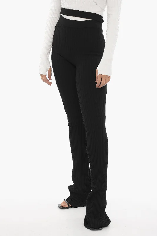 ANDREĀDAMO Ribbed Boot Cut Pants