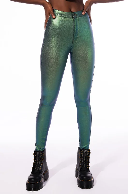 BORN TO SHINE METALLIC SKINNY PANTS