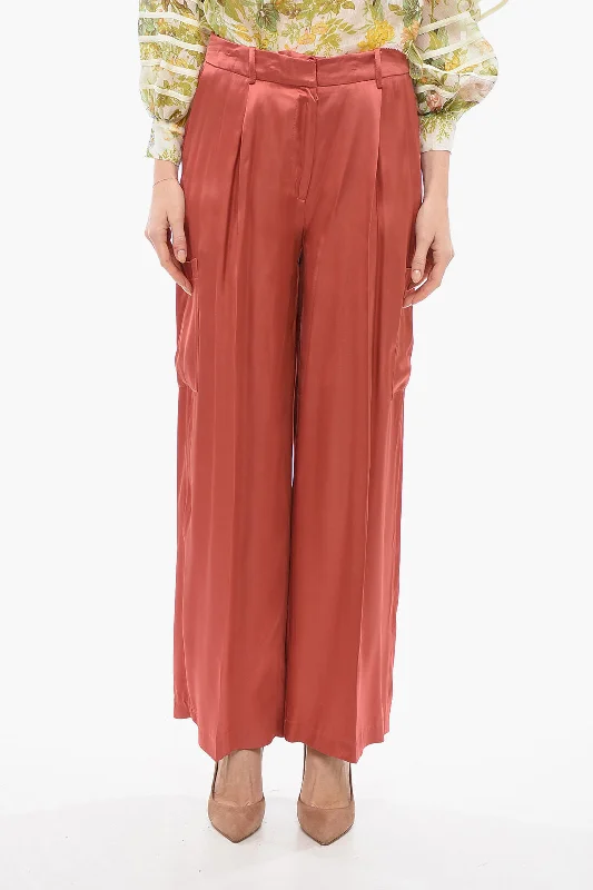 Loulou Studio Single Pleated Satin Wide Leg Pants