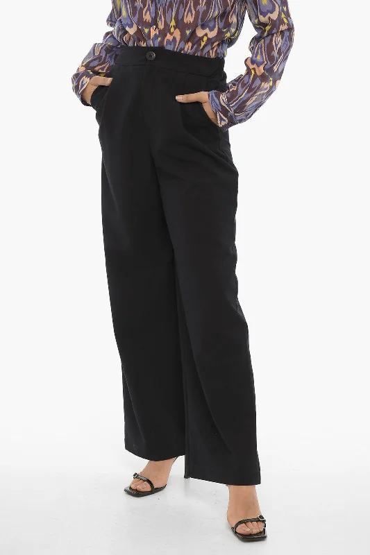 Oblò Unique Wide Leg Stretch Fabric Single-Pleat Pants