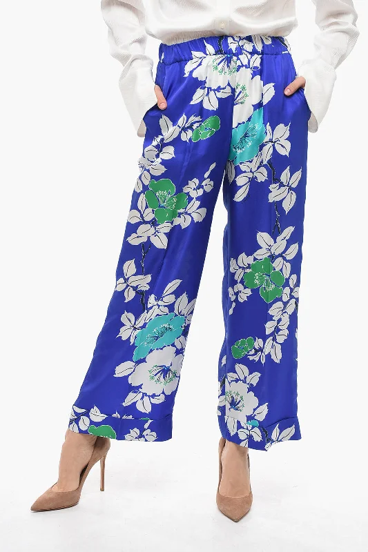 Parosh Silk Palazzo Pants with Floral Print