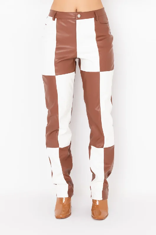 YES OR NO WIDE LEG FAUX LEATHER PANTS