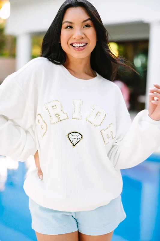 Bride White Varsity Corded Sweatshirt