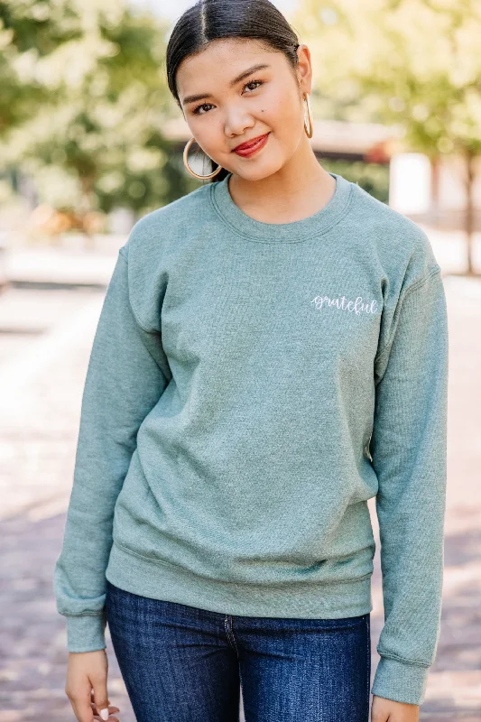 Grateful Green Embroidered Sweatshirt