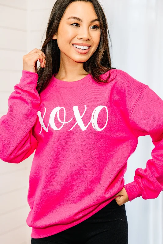 Hugs And Kisses Heliconia Pink Graphic Sweatshirt