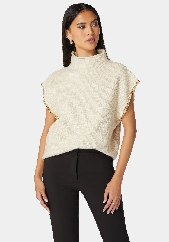 Off Shoulder Chain Detail Sweater