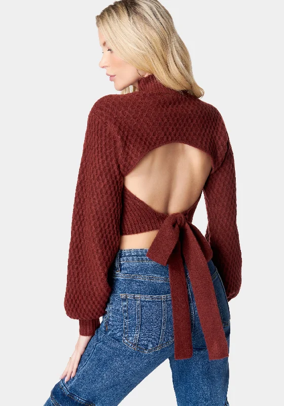 Open Back Mock Neck Sweater