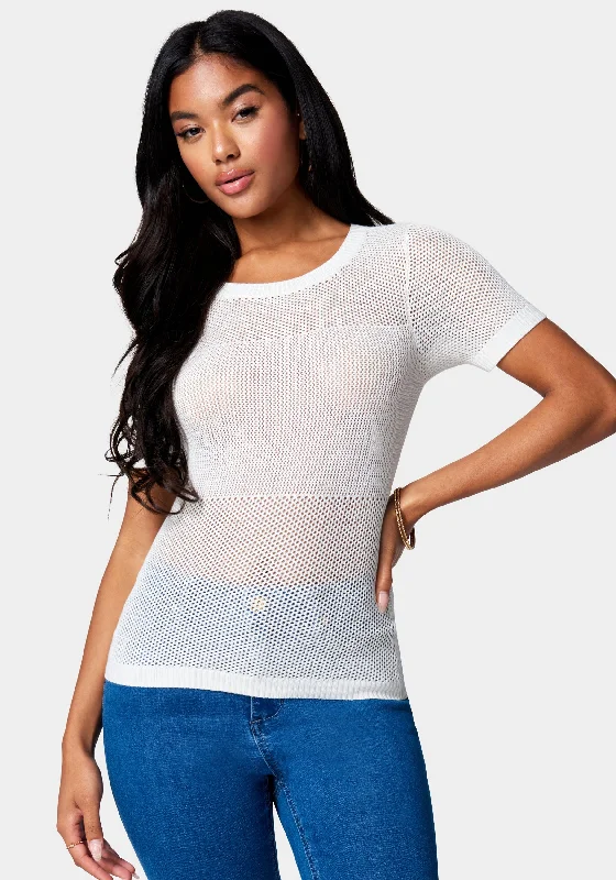 Open Knit Short Sleeve Sweater