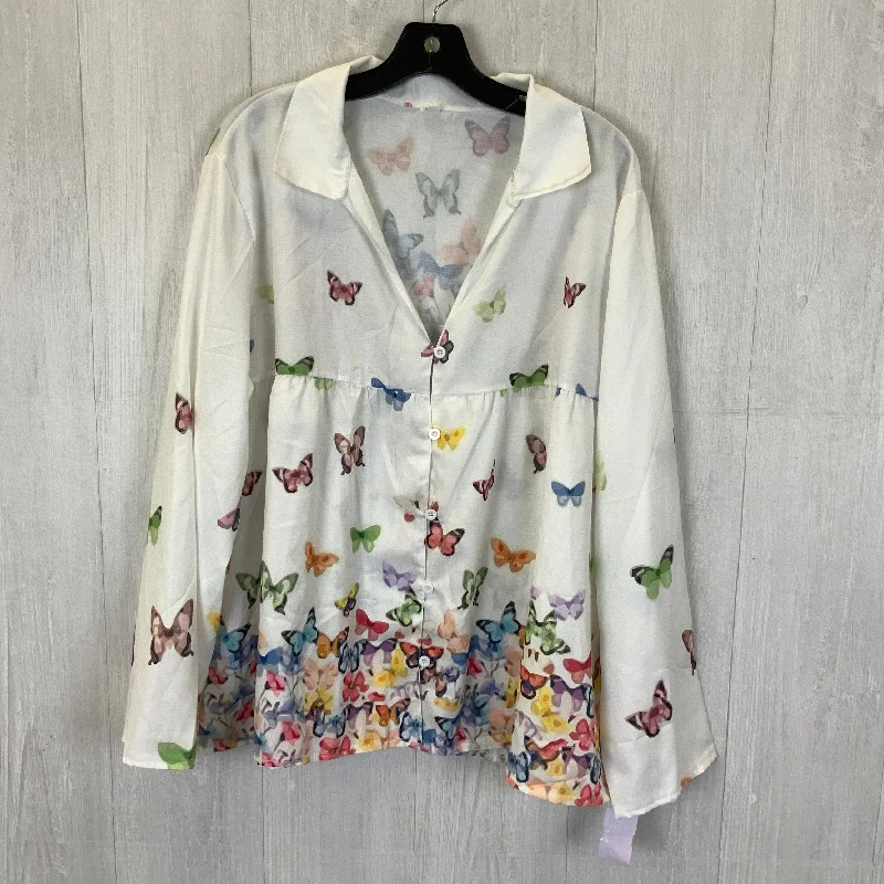 Top Long Sleeve By Clothes Mentor In White, Size: 2x