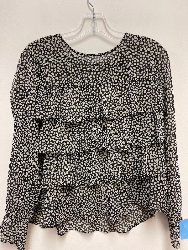 Top Long Sleeve By Loft In Black & Cream, Size: M