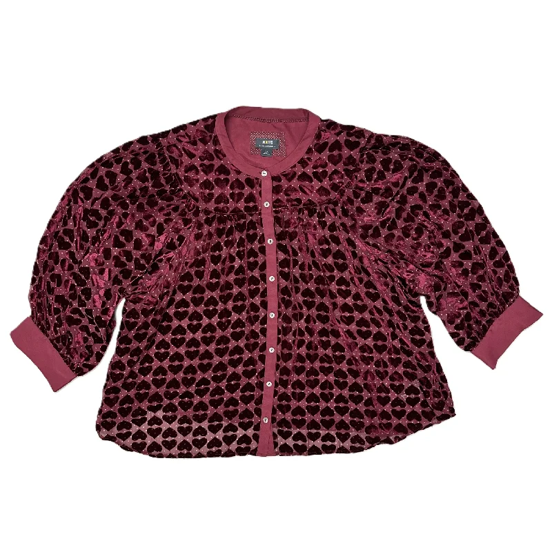 Top Long Sleeve By Maeve In Maroon, Size: 3x