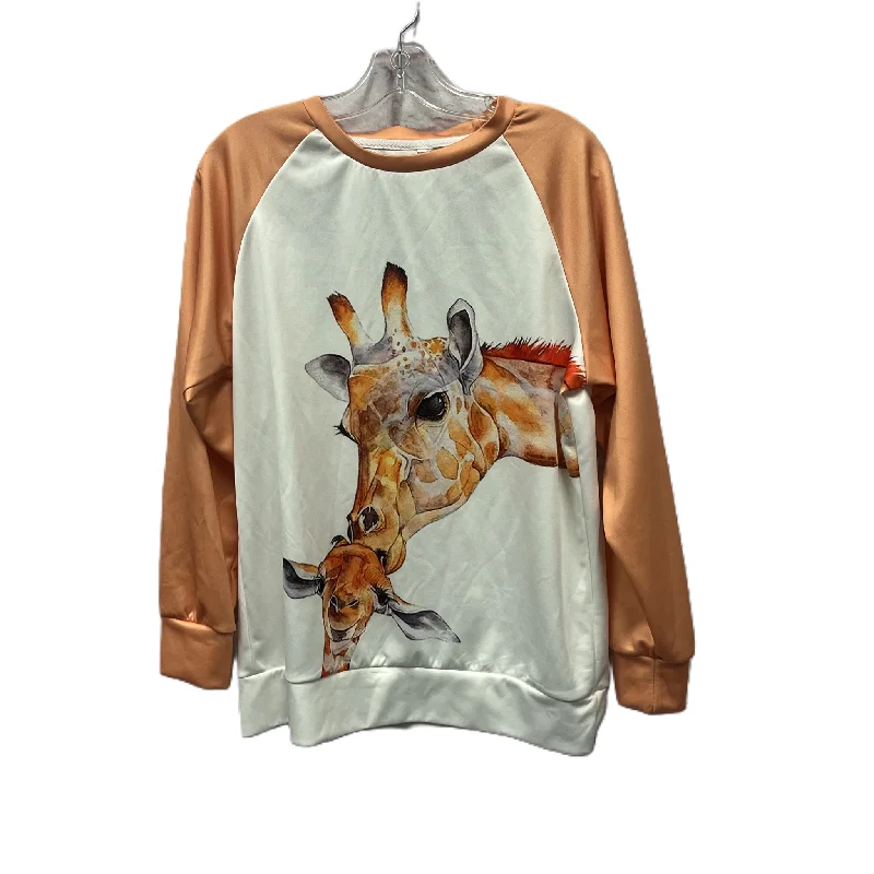 Top Long Sleeve In Orange & White, Size: M