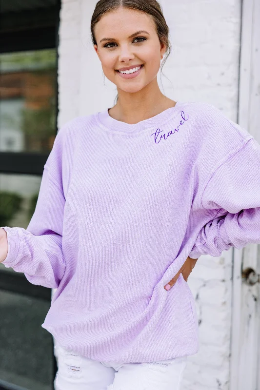 Travel Lilac Purple Graphic Corded Sweatshirt