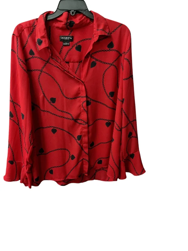 Top Long Sleeve By Liz Claiborne In Red, Size: L