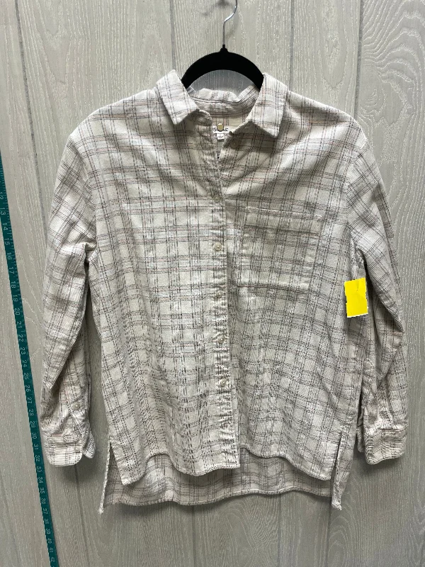 Top Long Sleeve By Madewell In Plaid Pattern, Size: S