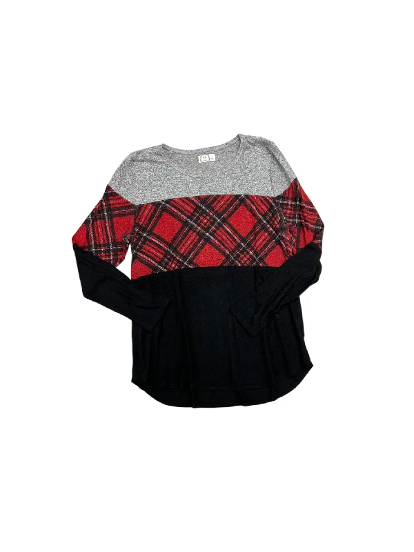 Top Long Sleeve By Maurices In Black & Red, Size: L