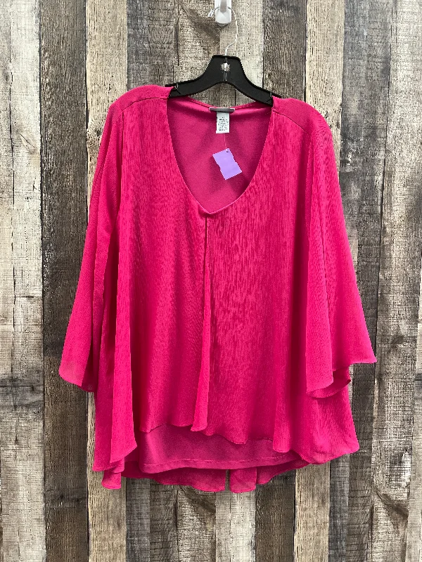 Top 3/4 Sleeve By Catherines In Pink, Size: 1x