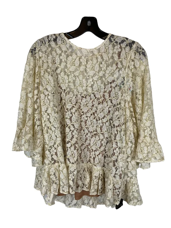 Top 3/4 Sleeve By Michael By Michael Kors In Tan, Size: L